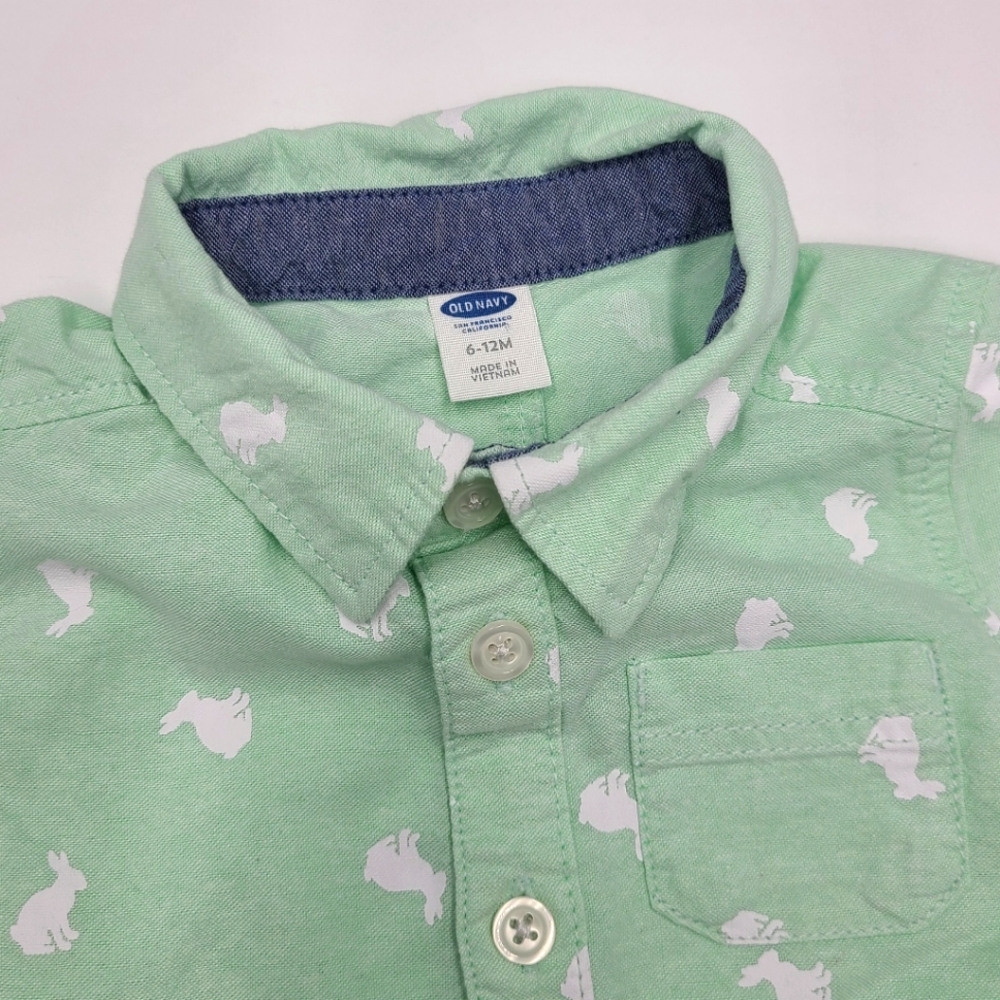 Old Navy baby boy oxford bunny romper size 6-12 months - Picture 2 of 3